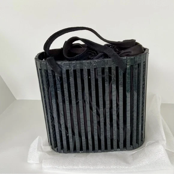 LOVESTITCH Resin Tote Bag, Shoulder Bag, Handbag, Pearl-Black - Picture 8 of 10